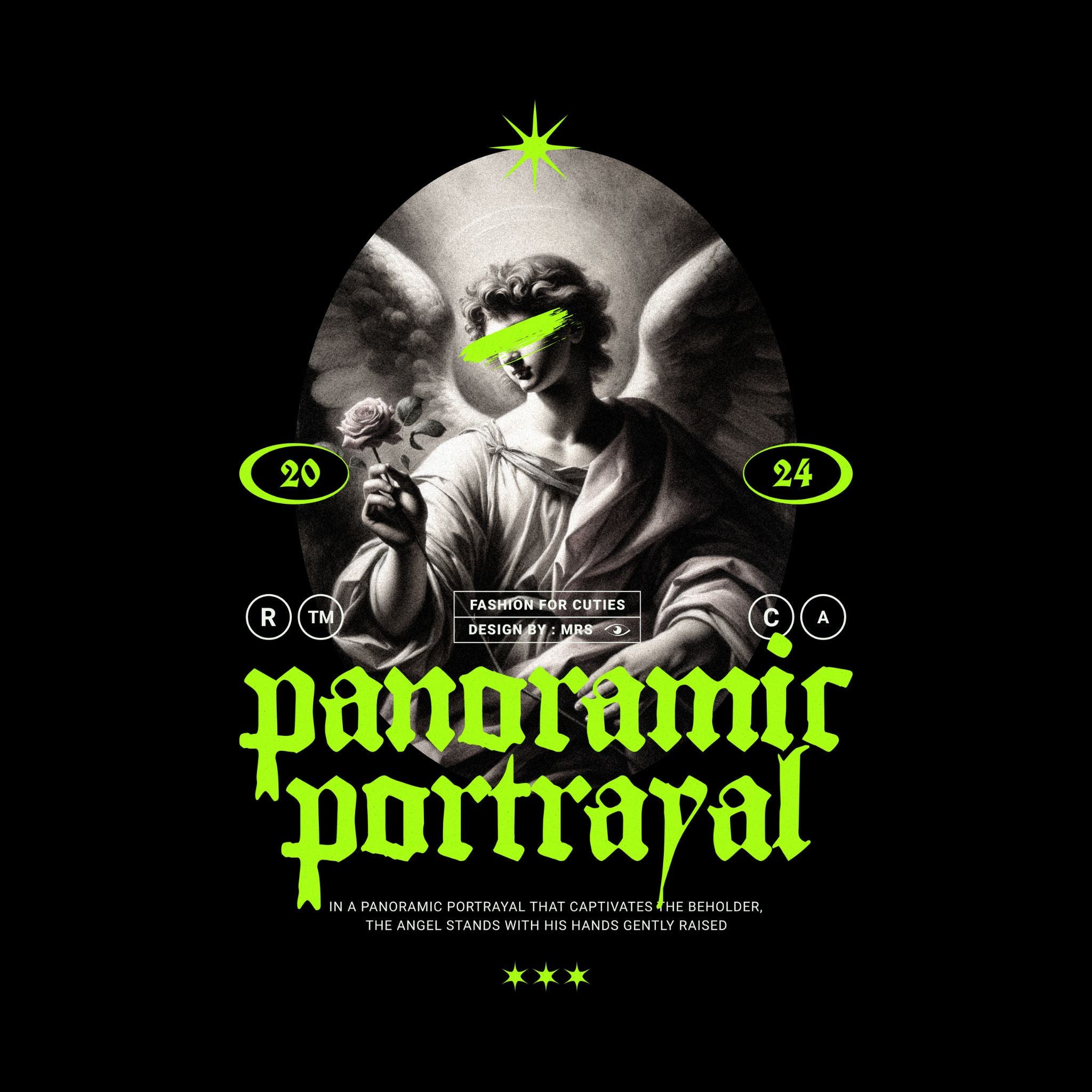 Panoramic Portrayal Graphic Printed T-Shirt for Men | Neon Urban Streetwear Tee