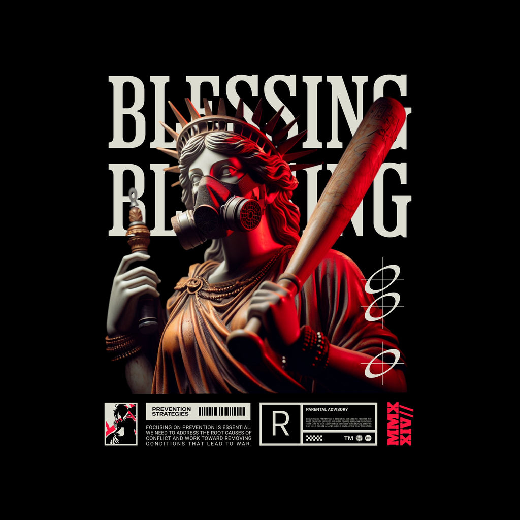 BLESSING Graphic Streetwear T-Shirt – Premium Cotton Printed Tee for Men