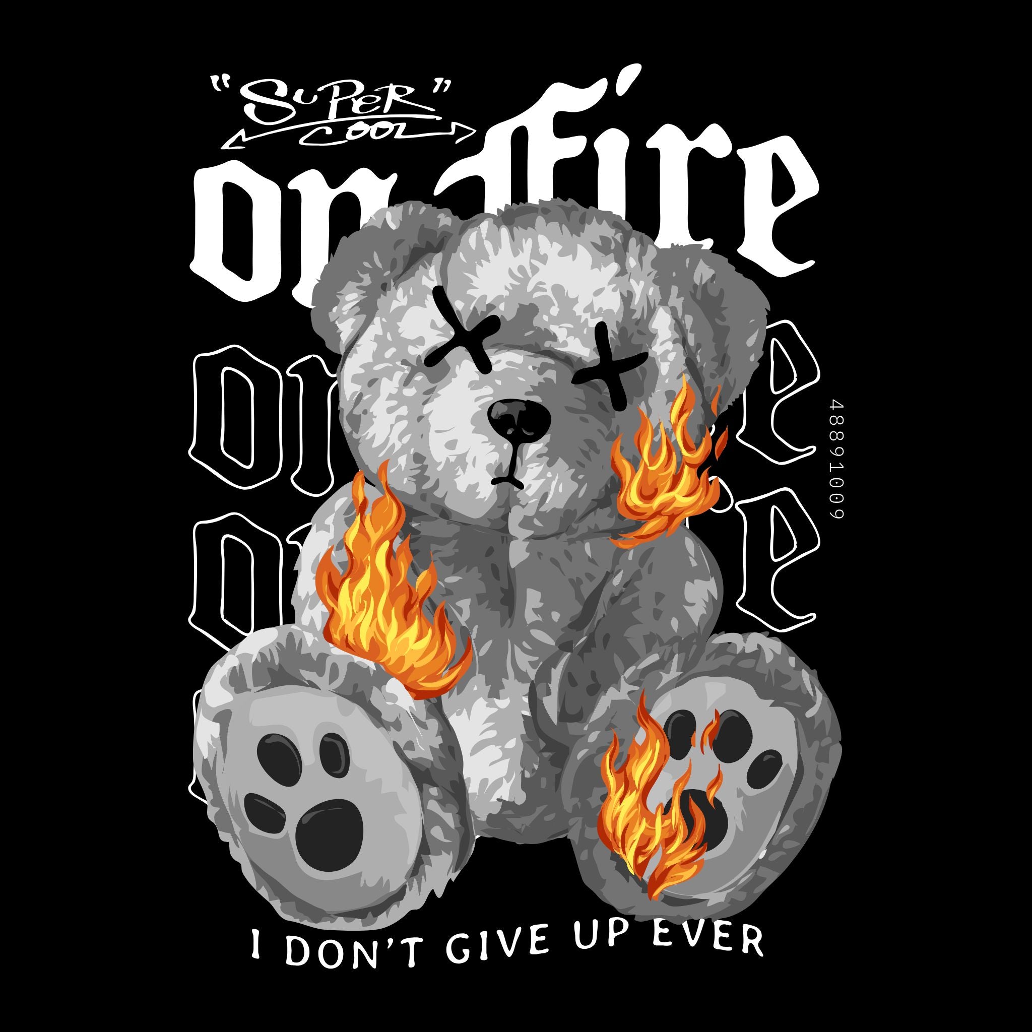 Super Cool On-Fire Teddy Bear Oversized T Shirt