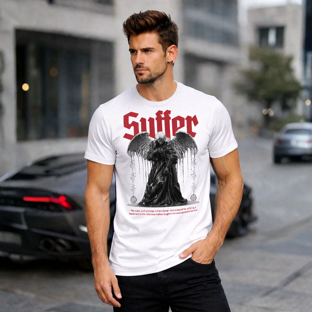 Suffer Gothic Angel Print T-Shirt for Men | Streetwear Look