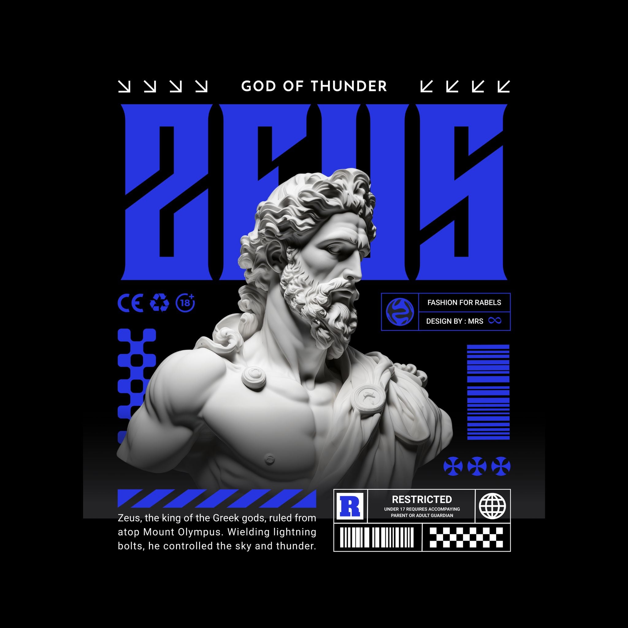 Zeus Graphic Printed T-Shirt for Men | Bold Streetwear Cotton Regular Fit