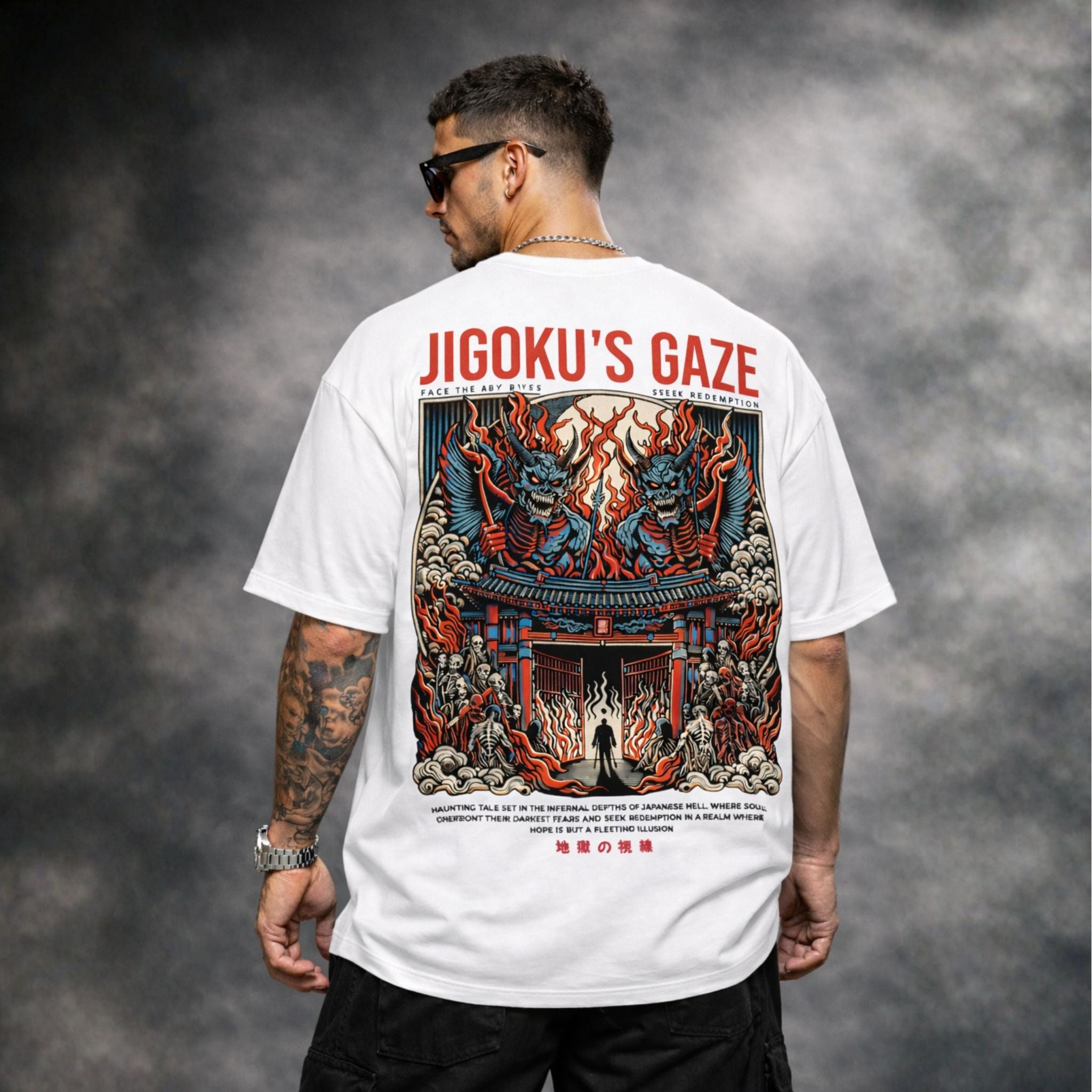 Jigoku’s Gaze Oversized Black Graphic T-Shirt | Japanese Streetwear