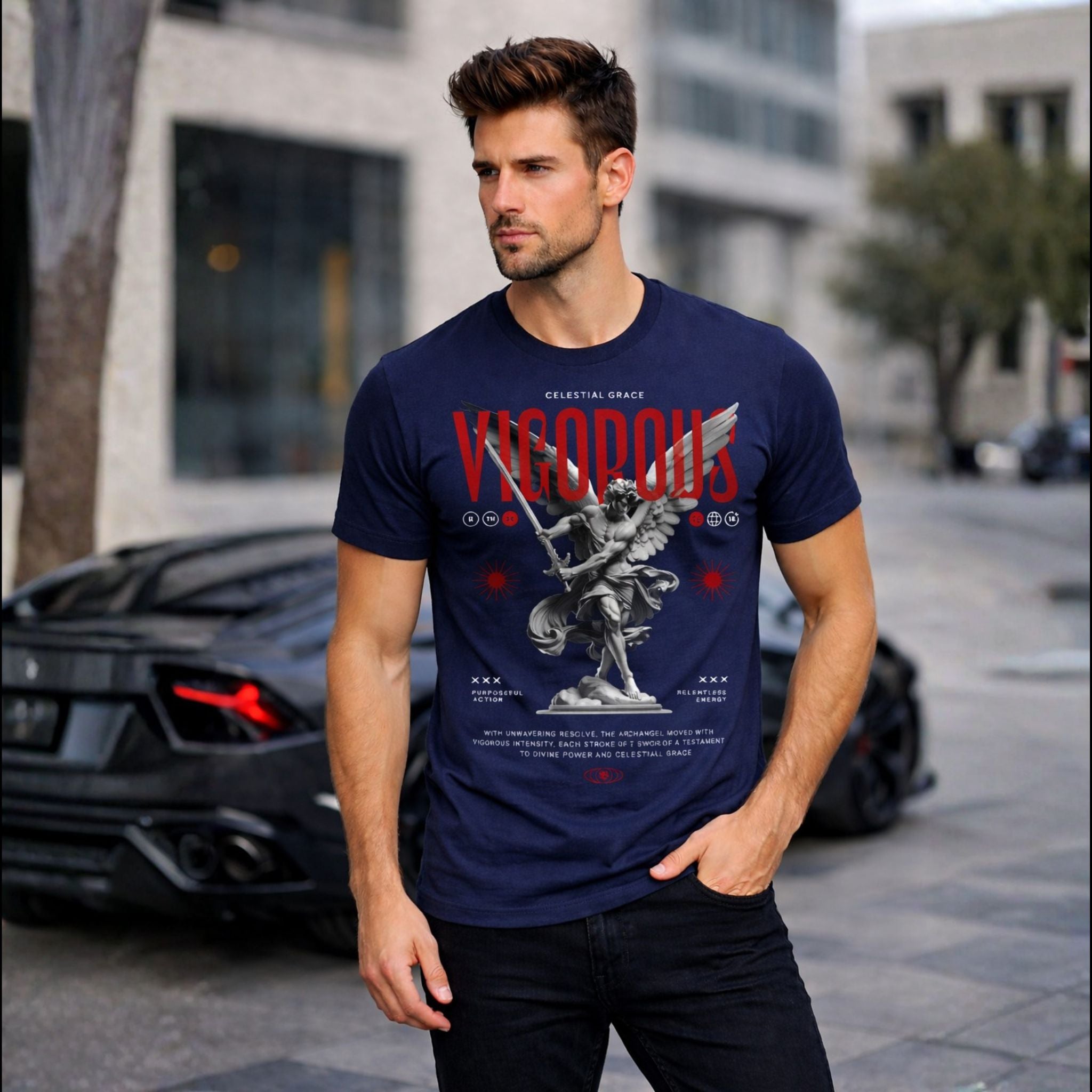 Powerful Angel Graphic T-Shirt for Men | Modern Street Style