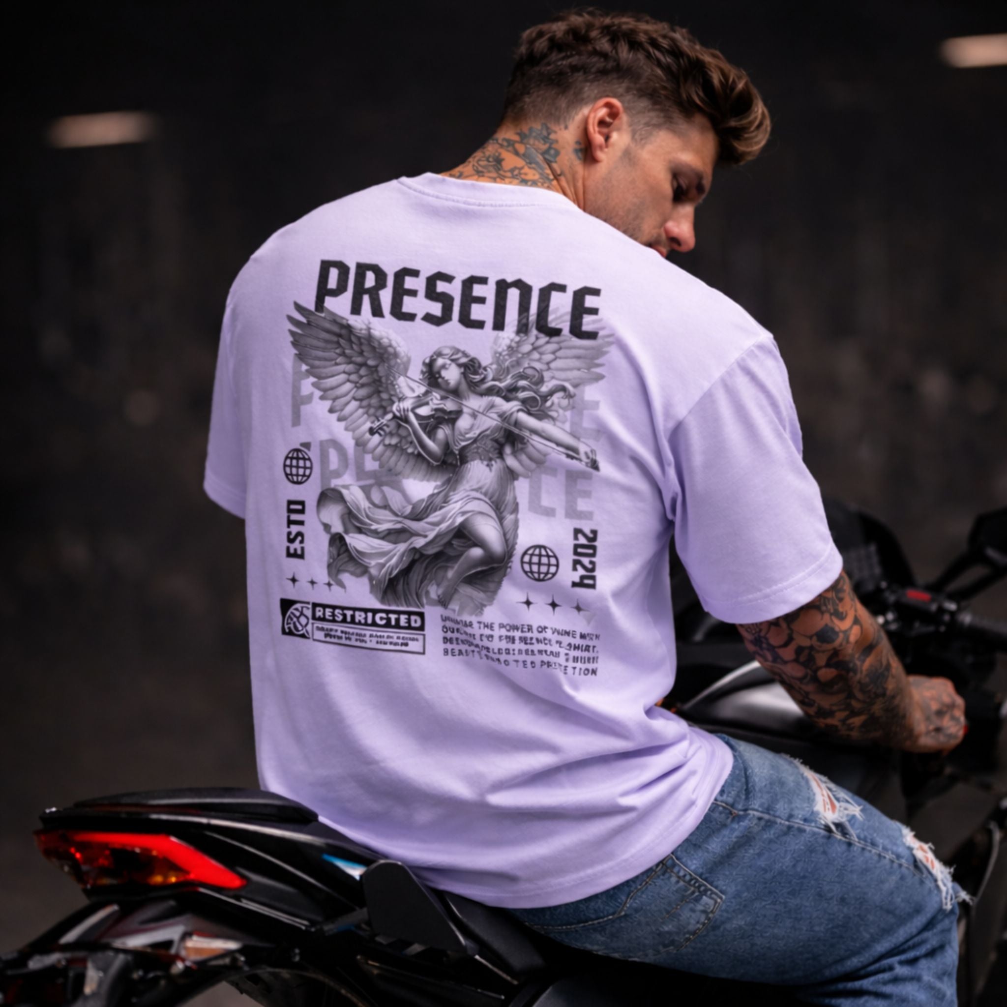 Oversized Angel Graphic T-Shirt for Men | Celestial Streetwear