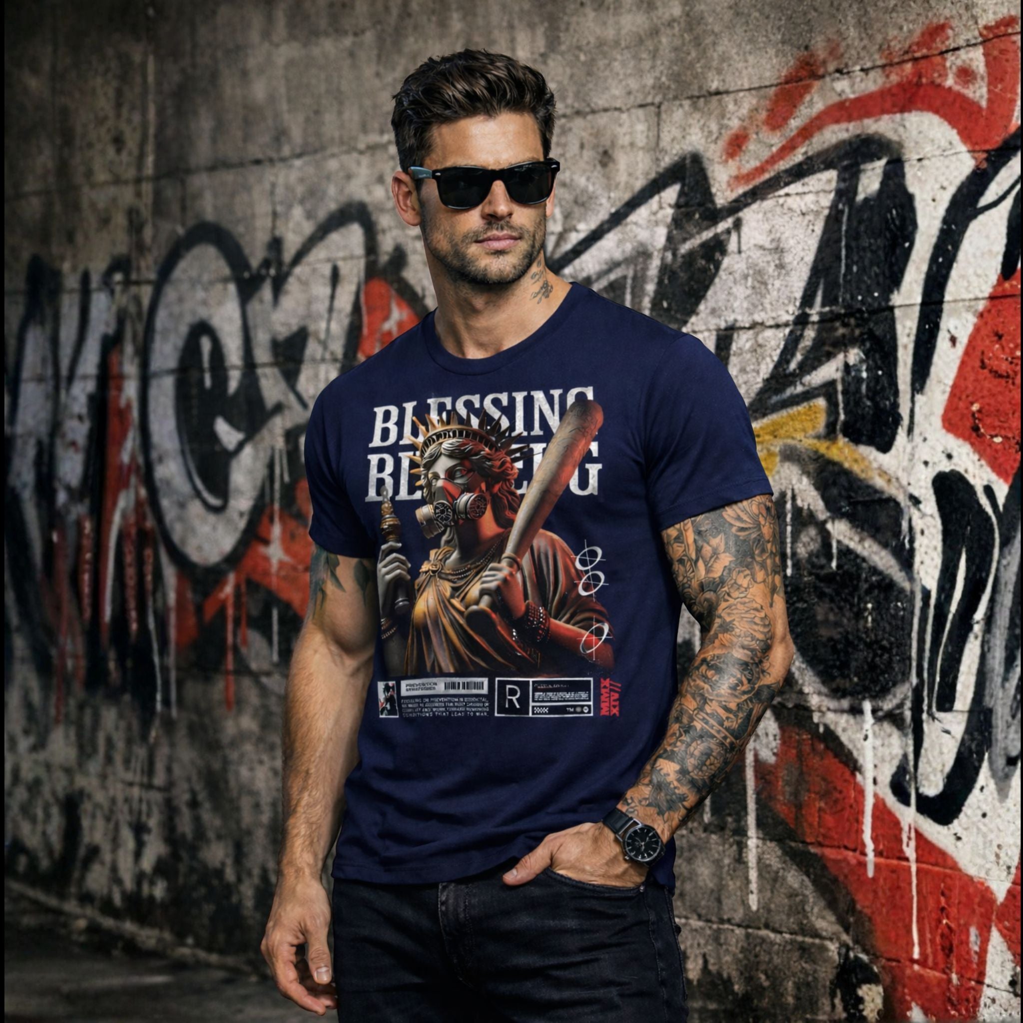 BLESSING Graphic Streetwear T-Shirt – Premium Cotton Printed Tee for Men