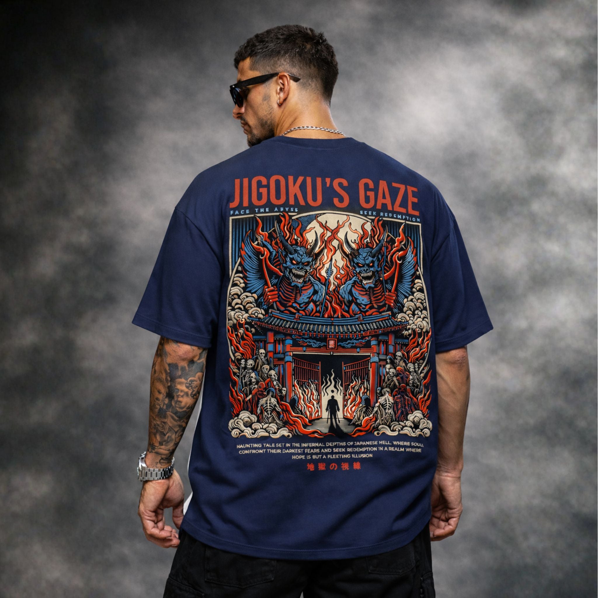 Jigoku’s Gaze Oversized Black Graphic T-Shirt | Japanese Streetwear