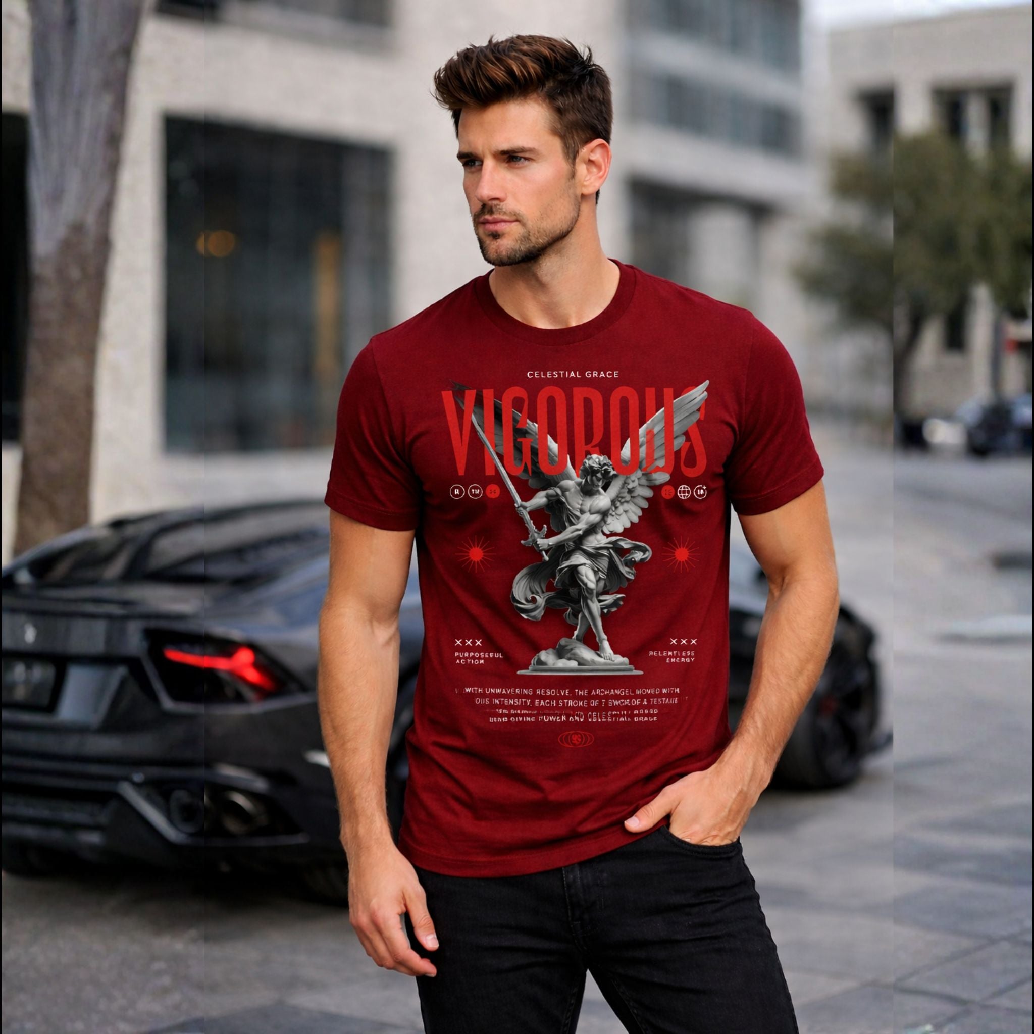 Powerful Angel Graphic T-Shirt for Men | Modern Street Style