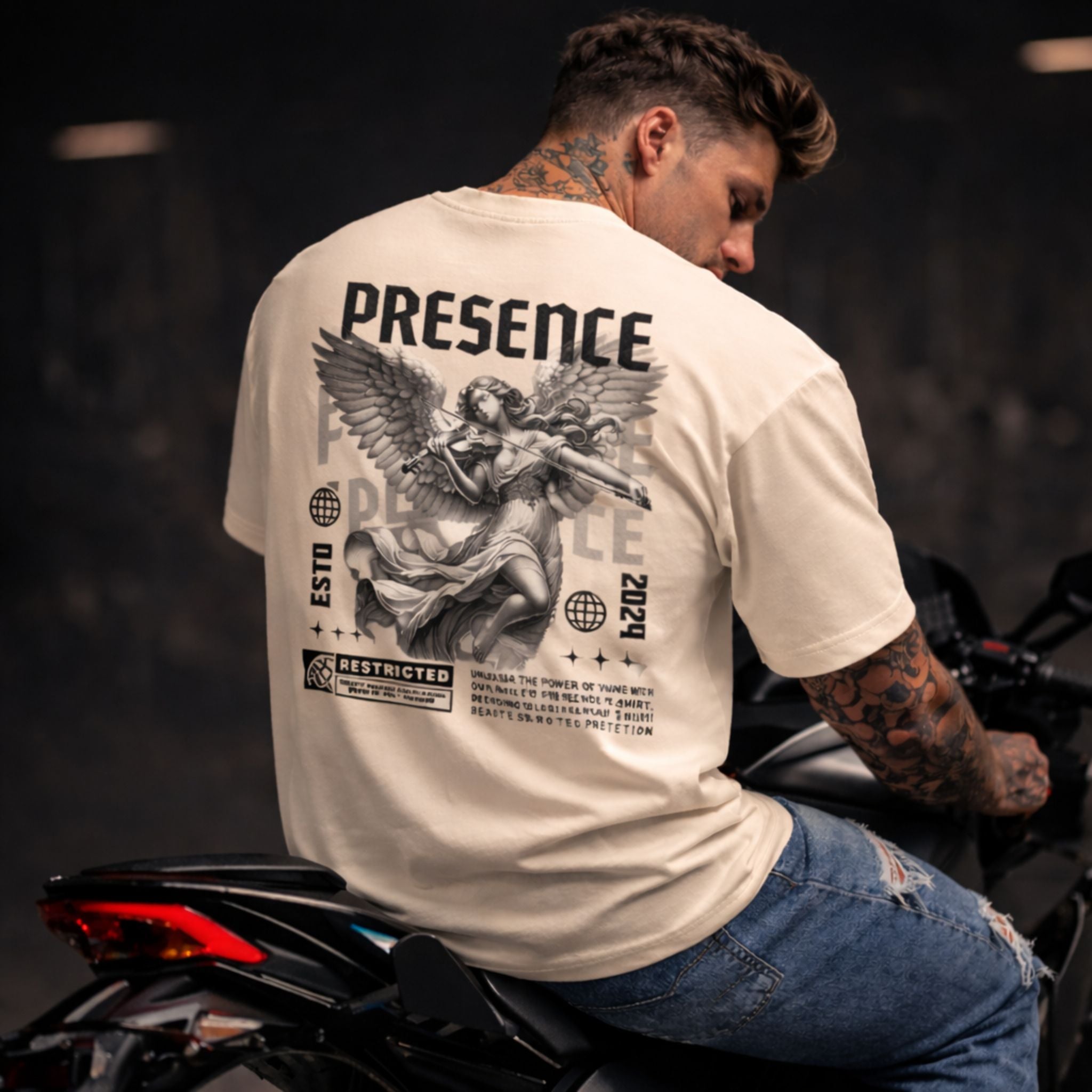 Oversized Angel Graphic T-Shirt for Men | Celestial Streetwear