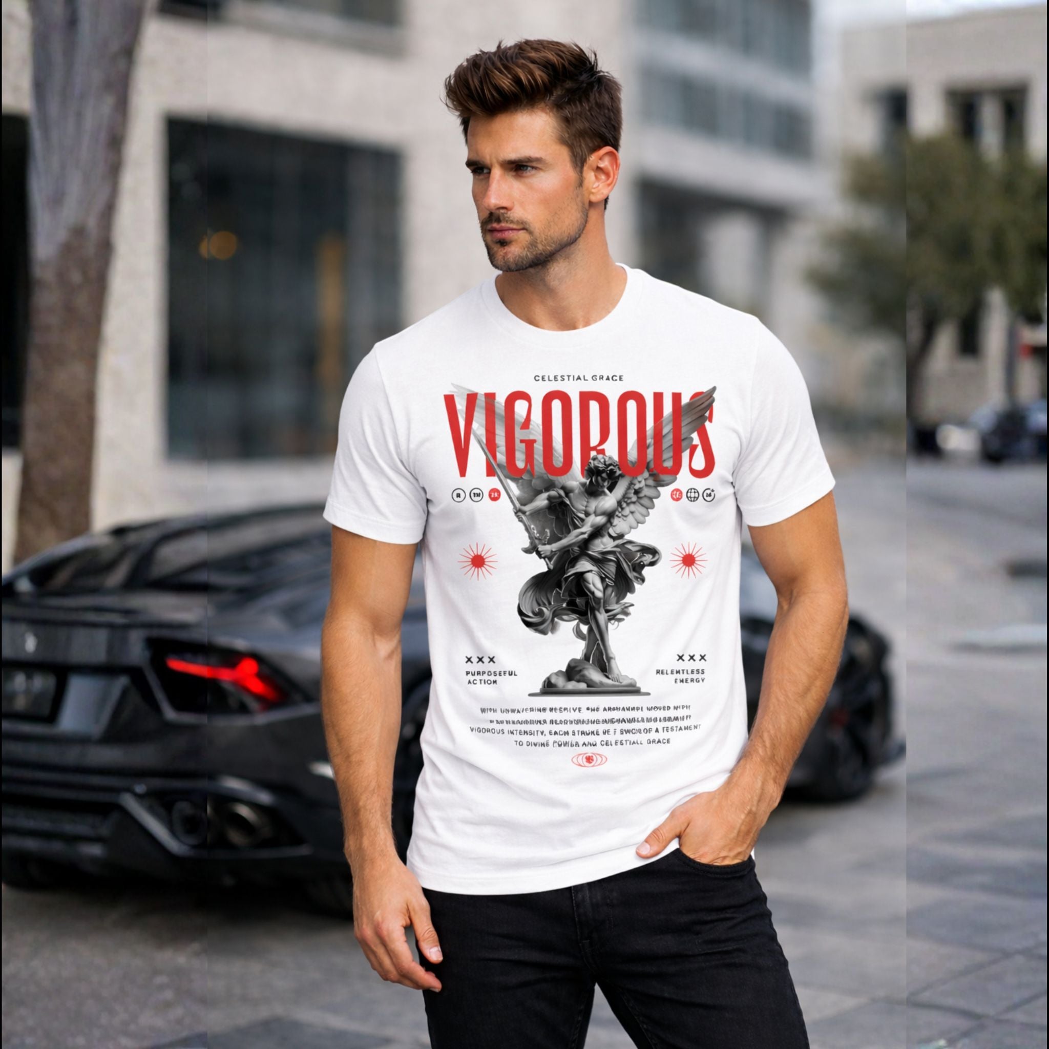 Powerful Angel Graphic T-Shirt for Men | Modern Street Style