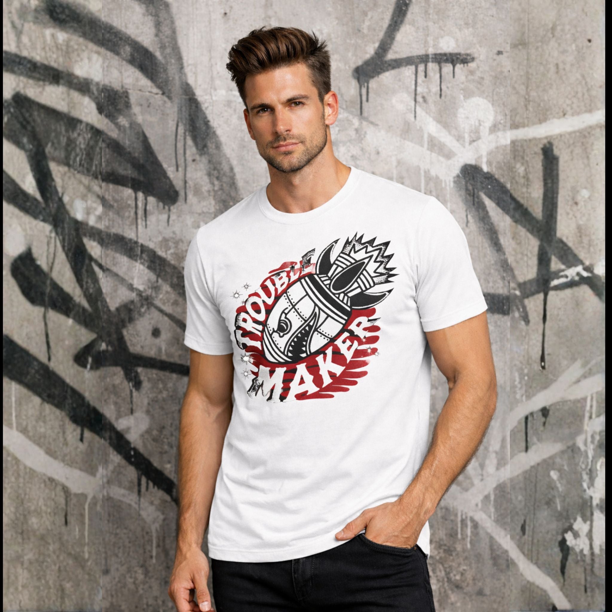 Trouble Maker Graphic Printed T-Shirt for Men | Premium Cotton Casual Wear