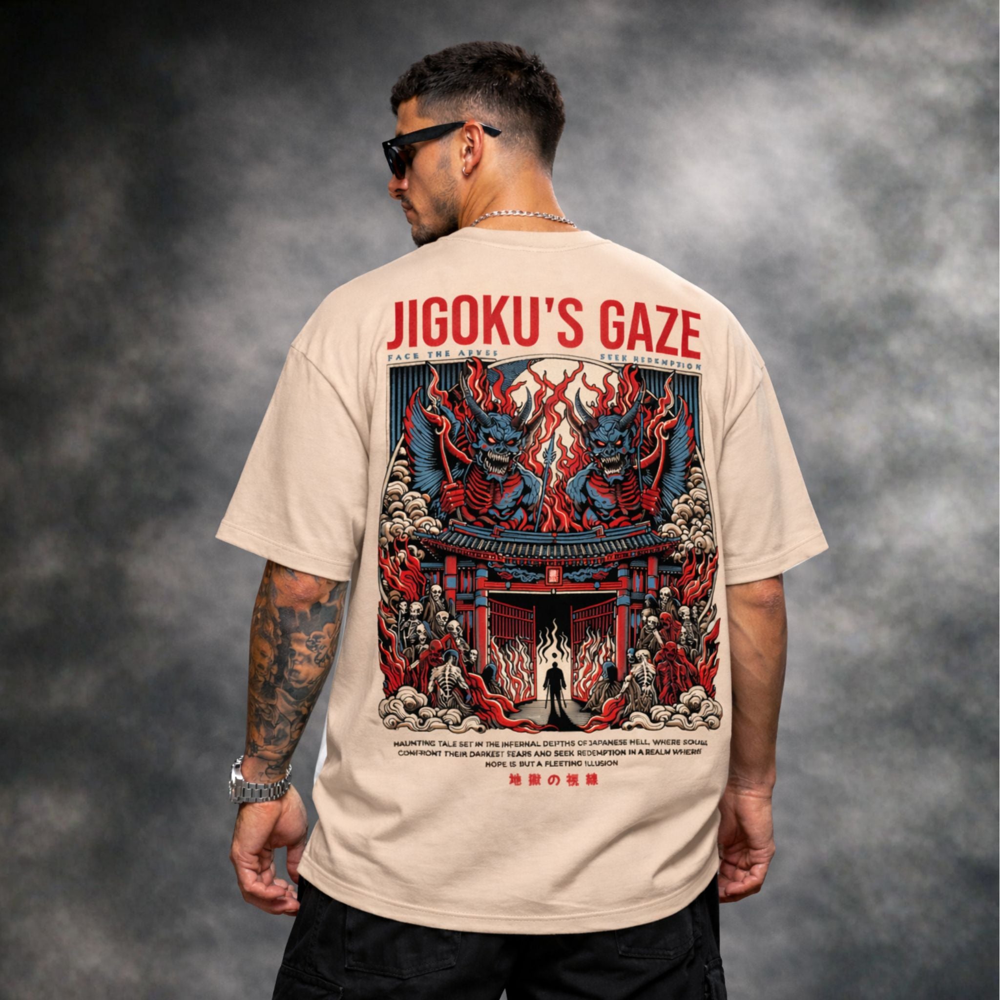 Jigoku’s Gaze Oversized Black Graphic T-Shirt | Japanese Streetwear