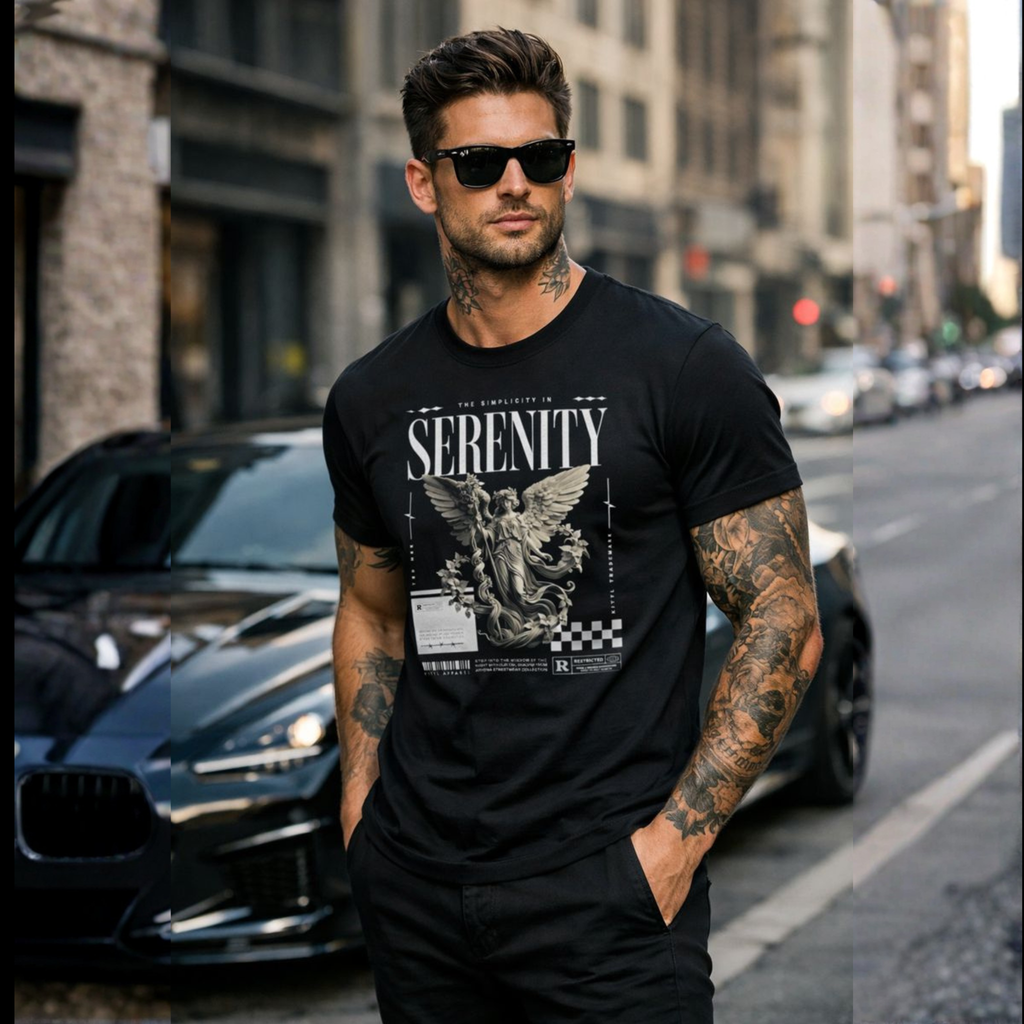 Serenity Angel Graphic Printed T-Shirt for Men | Modern Streetwear