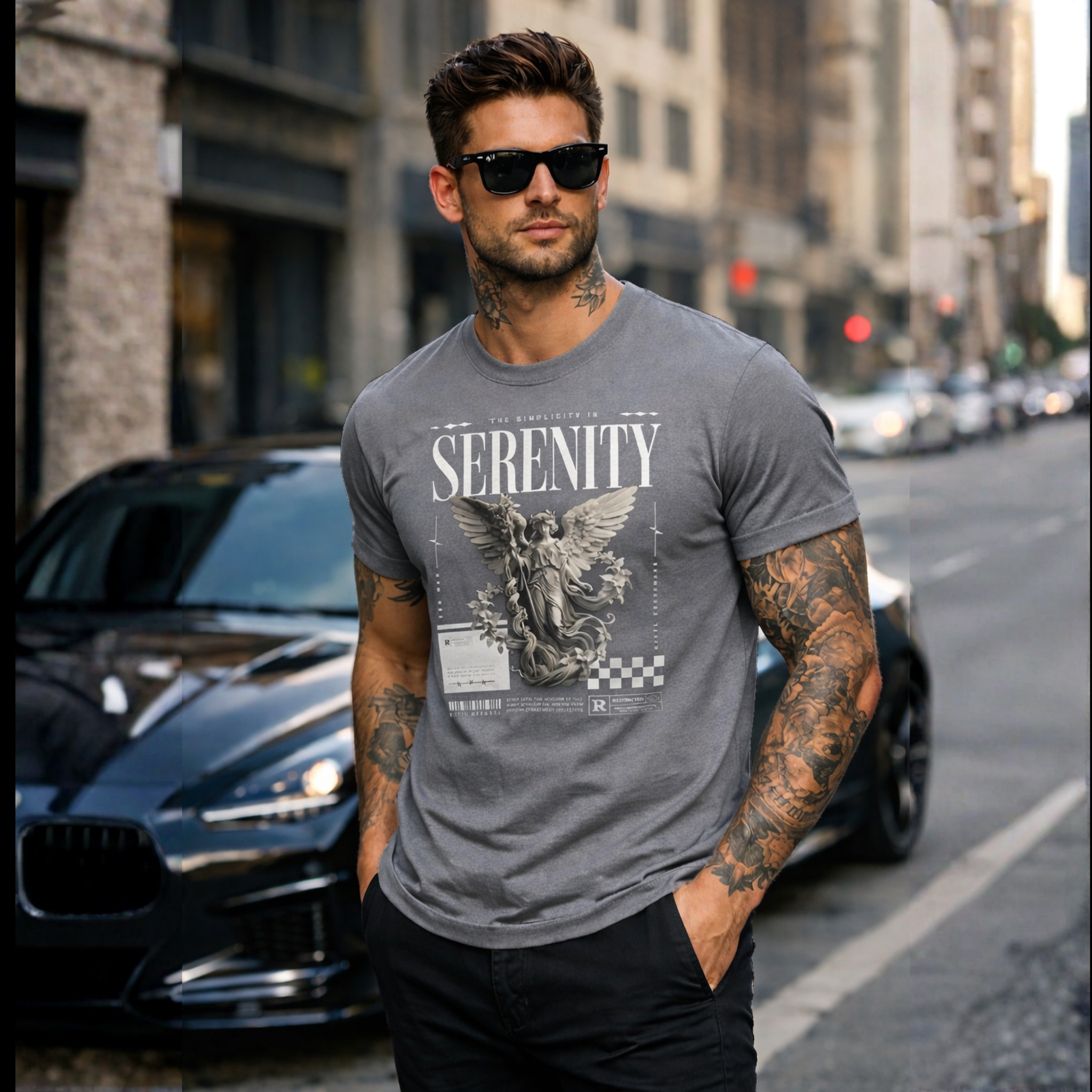 Serenity Angel Graphic Printed T-Shirt for Men | Modern Streetwear