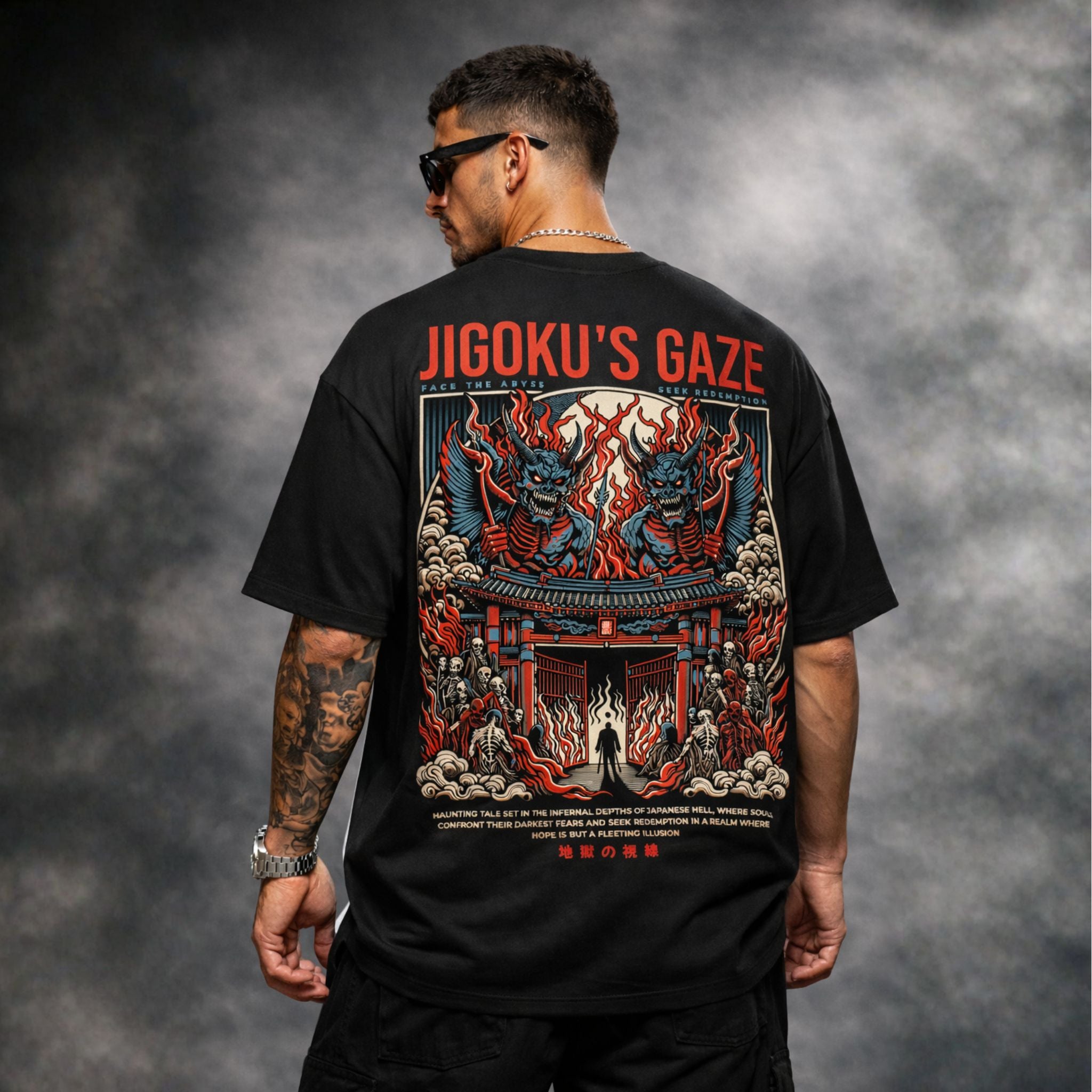 Jigoku’s Gaze Oversized Black Graphic T-Shirt | Japanese Streetwear