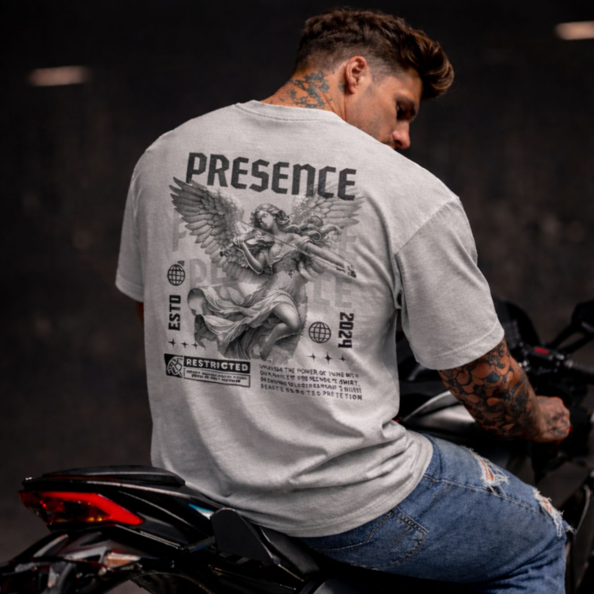 Oversized Angel Graphic T-Shirt for Men | Celestial Streetwear