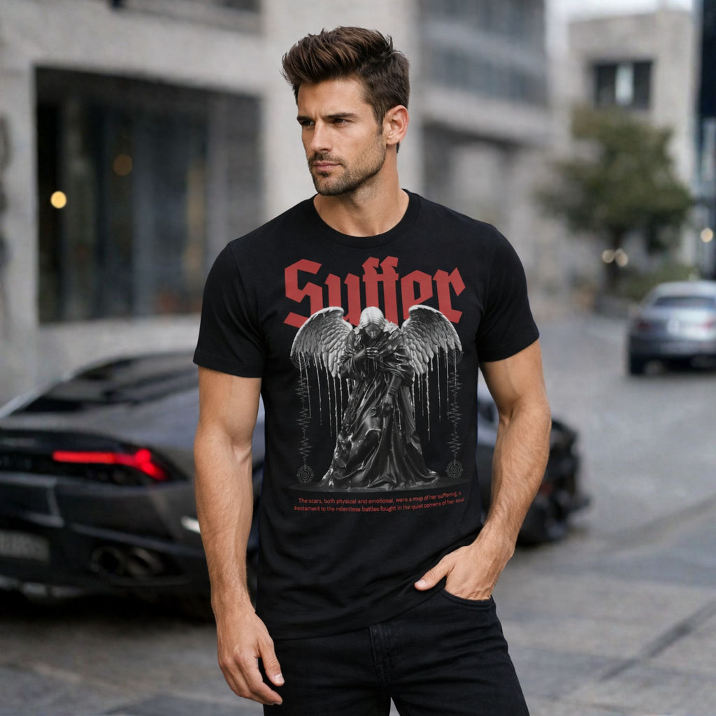 Suffer Gothic Angel Print T-Shirt for Men | Streetwear Look
