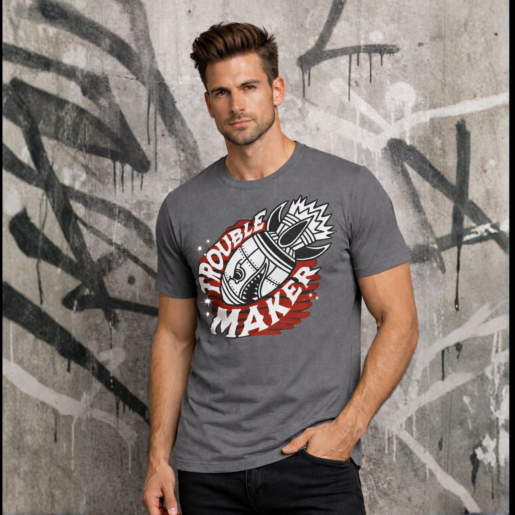 Trouble Maker Graphic Printed T-Shirt for Men | Premium Cotton Casual Wear