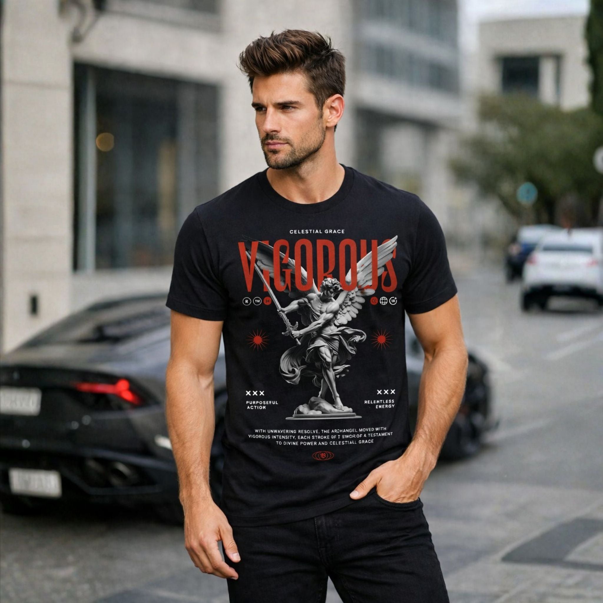 Powerful Angel Graphic T-Shirt for Men | Modern Street Style
