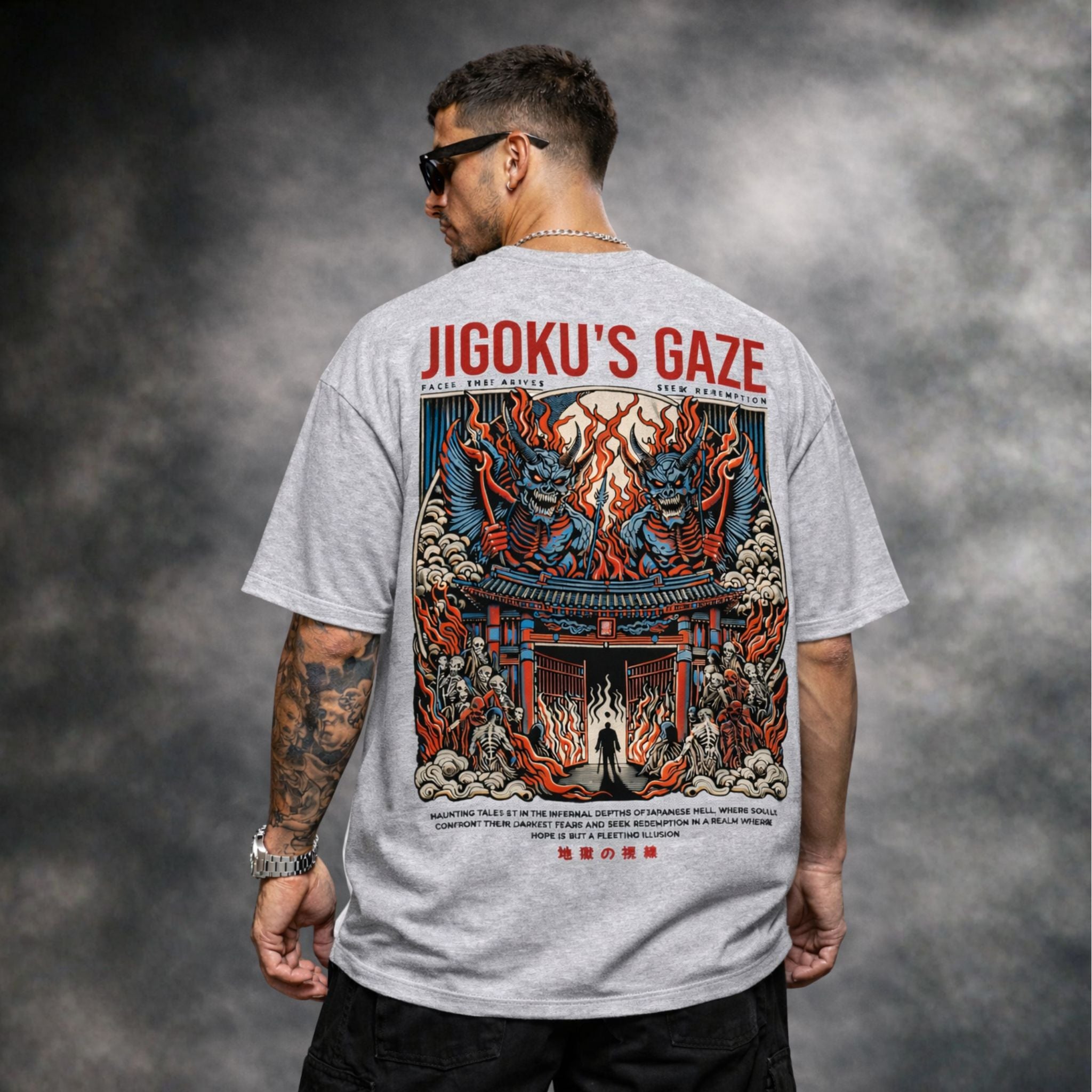 Jigoku’s Gaze Oversized Black Graphic T-Shirt | Japanese Streetwear