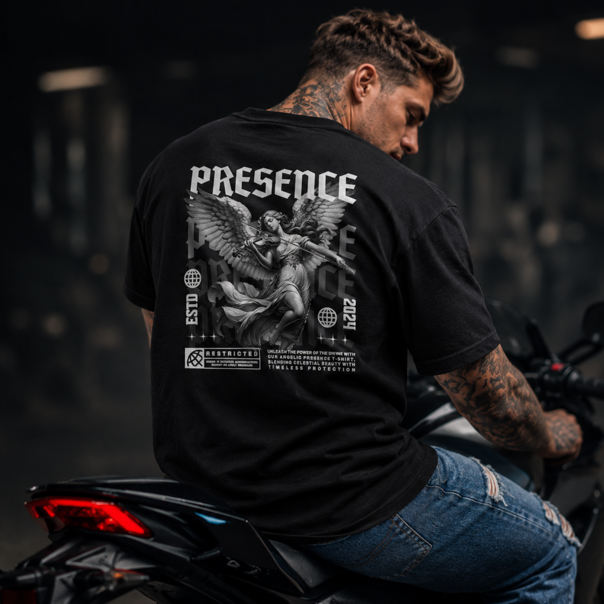 Oversized Angel Graphic T-Shirt for Men | Celestial Streetwear