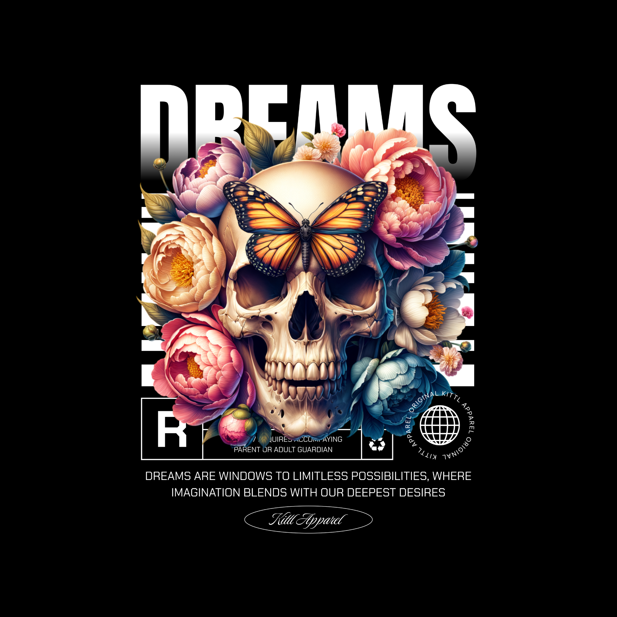 Dreams Skull Zipper Hoodie for Men