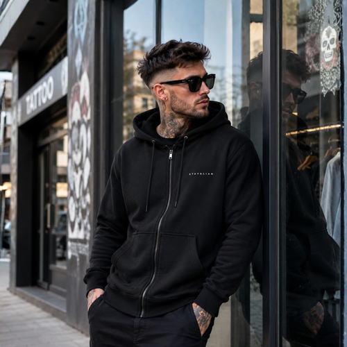 Battle Graphic Zipper Hoodie for Men