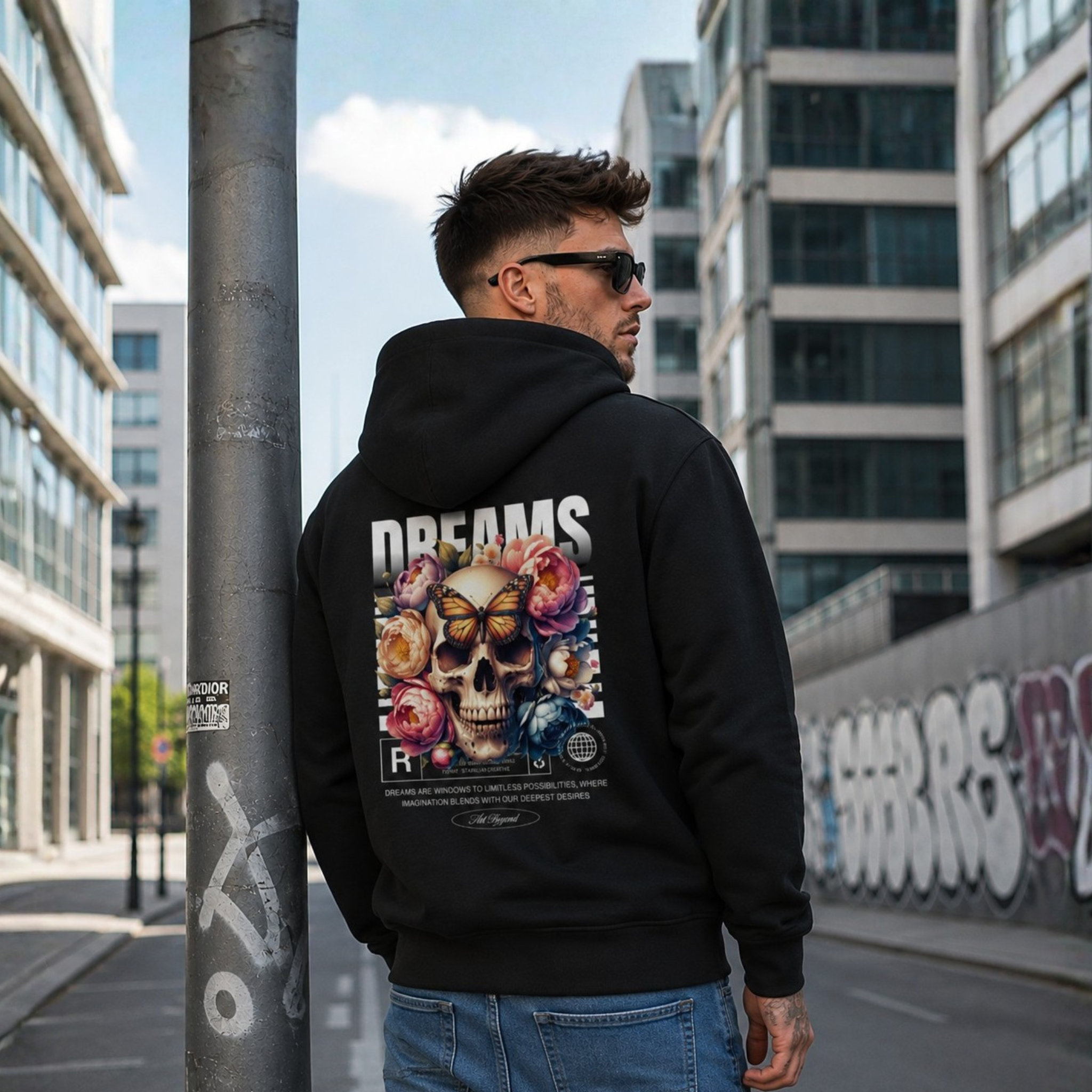 Dreams Skull Zipper Hoodie for Men