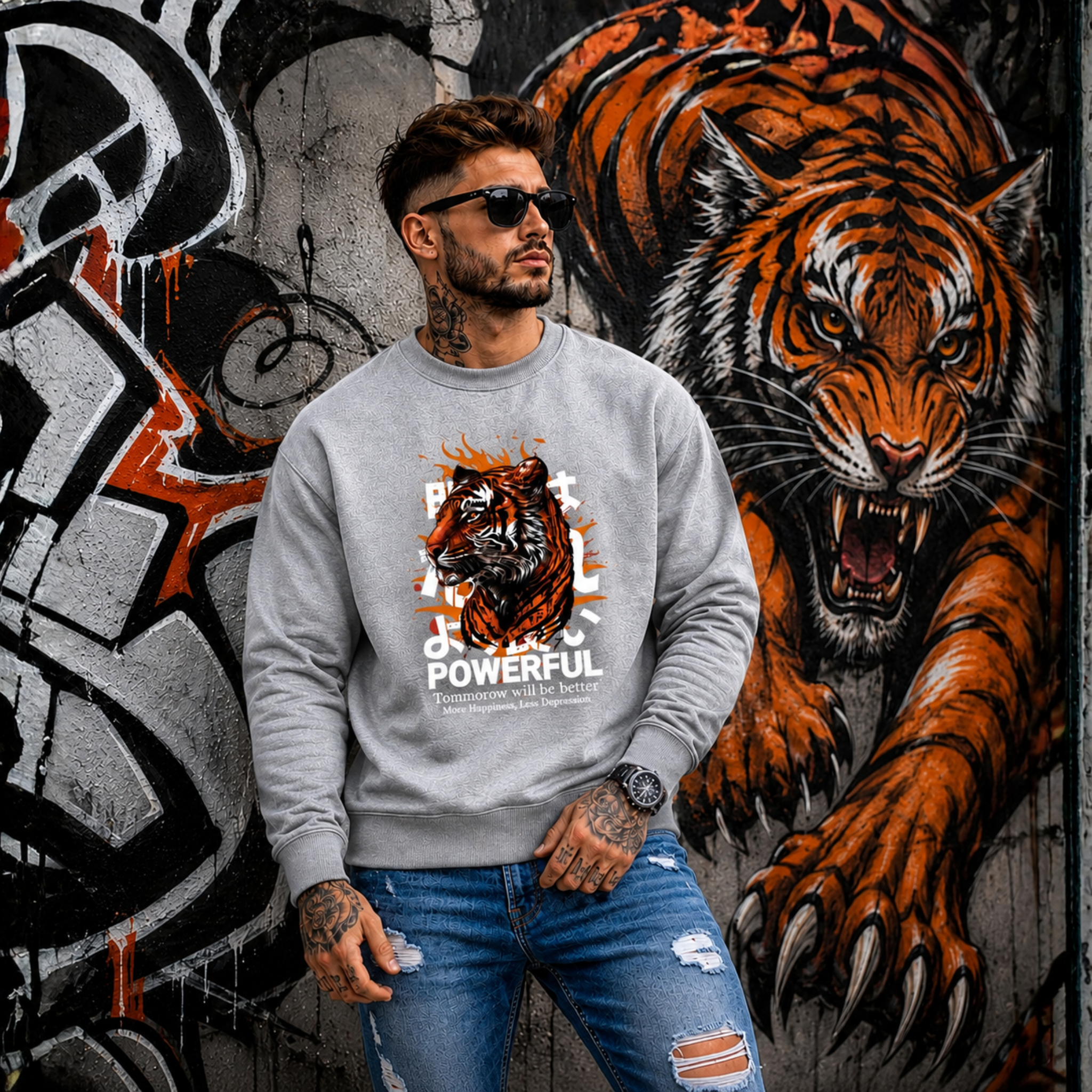 Premium Powerful Tiger Graphic Sweatshirt for Men